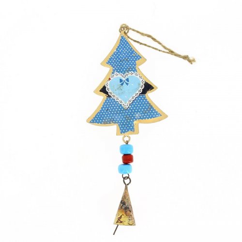 Suspension Sapin  Motifs et Clochette N4 (19 cm) - Mtal 
