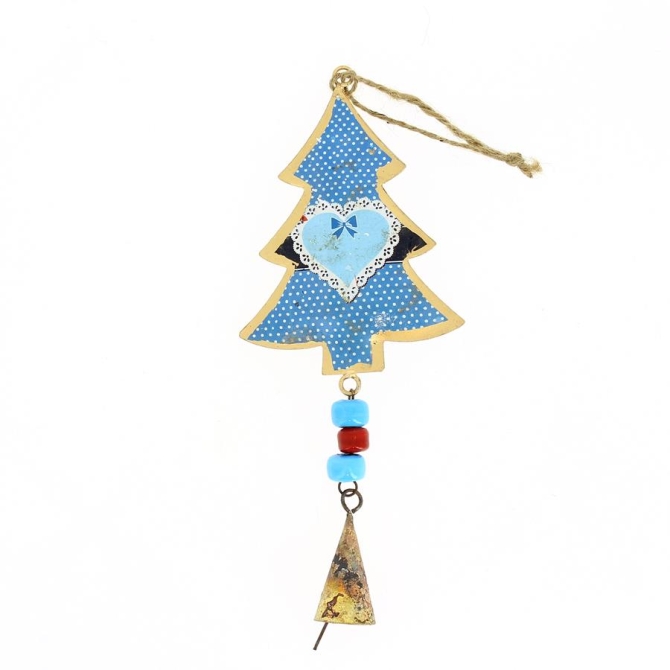 Suspension Sapin  Motifs et Clochette N4 (19 cm) - Mtal 