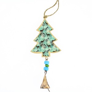 Suspension Sapin  Motifs et Clochette N6 (19 cm) - Mtal