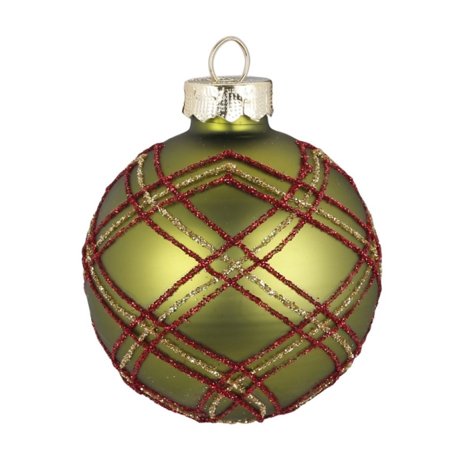 Boule Tartan Vert (6 cm) - Verre 