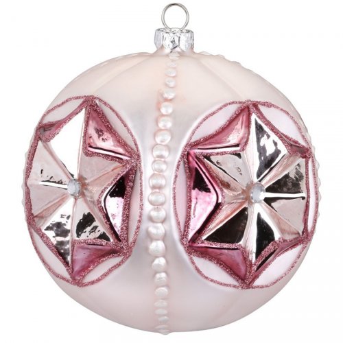 Boule Bijou Maxi Rose Etoile (10 cm) - Verre 