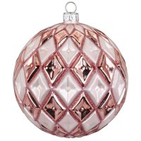 Boule Bijou Maxi Rose Losange (10 cm) - Verre