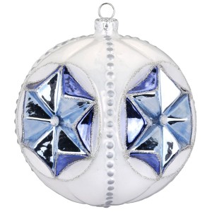 Boule Bijou Maxi Bleu Etoile (10 cm) - Verre