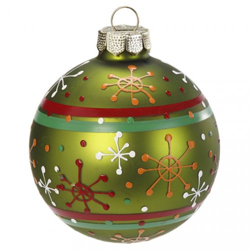 Boule Noël Fantaisie Vert N3 6 Cm Verre