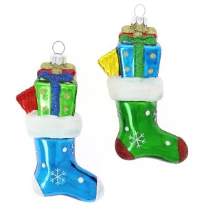 2 Suspensions Bottes Flocons (11 cm) - Verre