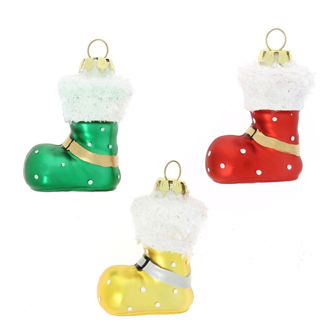 3 Suspensions Bottes Rouge / Vert / jaune (5 cm) - Verre 