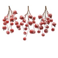 3 Branches de Baies Rouge Enneigs (14 cm)