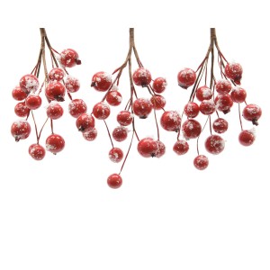 3 Branches de Baies Rouge Enneigs (14 cm)