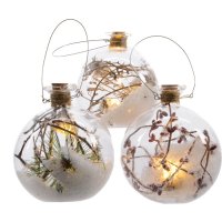 Boule Lumineuse LED Nature Enneige (10 cm) - Verre