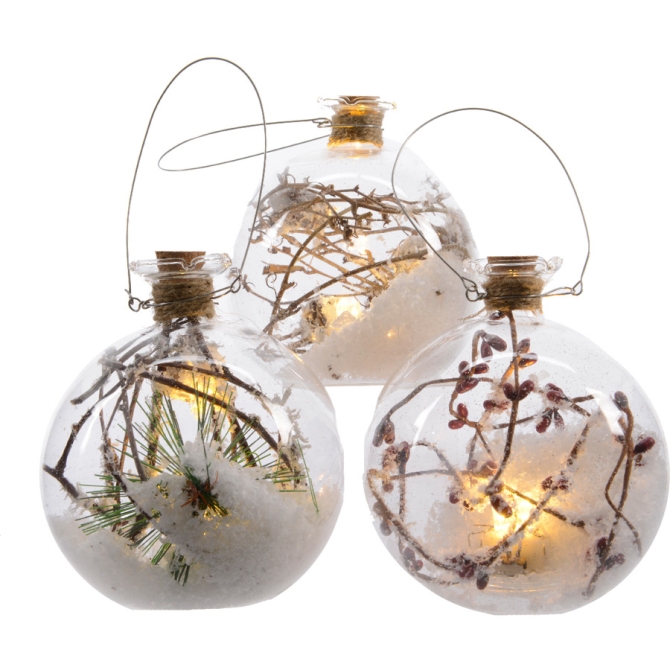 Boule Lumineuse LED Nature Enneige (10 cm) - Verre 