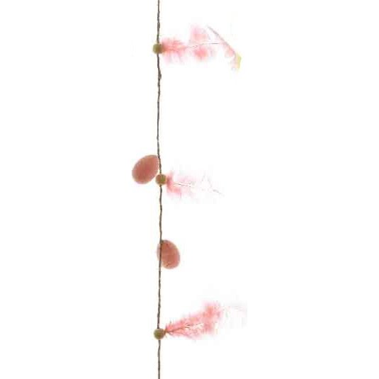 Guirlande Mini Oeufs et Plumes Rose (87 cm) 