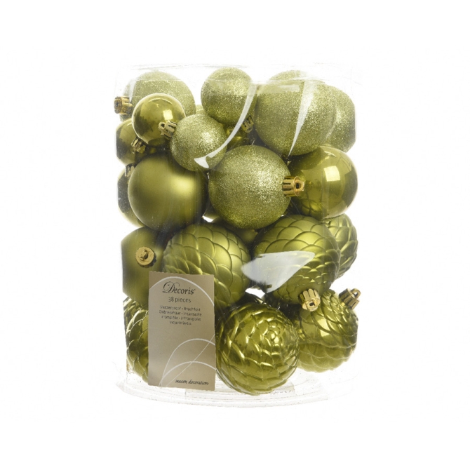 Assortiment 38 Boules Nol Vert Olive 