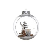 2 Boules Noël Ouvertes Renne (10 cm) - Plastique