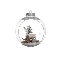 2 Boules Nol Ouvertes Renne (10 cm) - Plastique