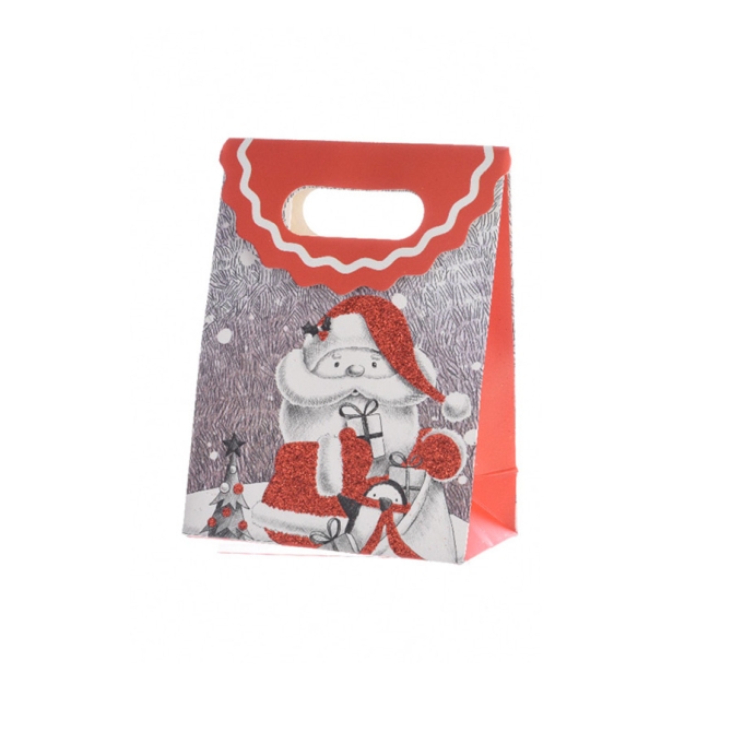 Petit Sac Cadeau Pre Nol Glitter (16 cm) 