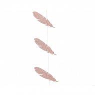 Guirlande Petites Plumes Rose Glitter (150 cm) - Plastique