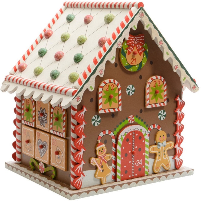 Calendrier de L Avent Maison Pain d Epice (27 cm) - Bois 