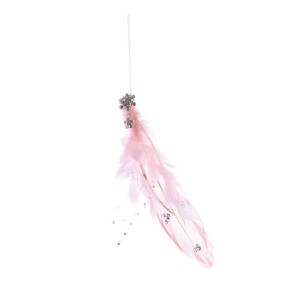 Suspension Plume Bijou Rose Clair (14 cm)