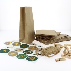 Kit Calendrier de L avent DIY Vert - Sacs,  Pinces,  Corde et Stickers. n1