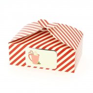 6 Boîtes Cadeaux Rouge Rayures/Uni - Carton