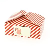 6 Botes Cadeaux Rouge Rayures/Uni - Carton