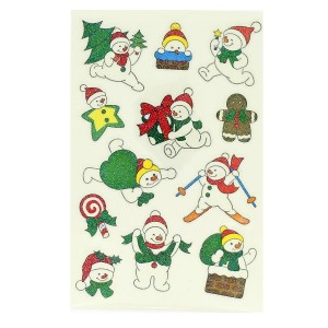 12 Stickers Nol Glitter - Bonhomme de Neige