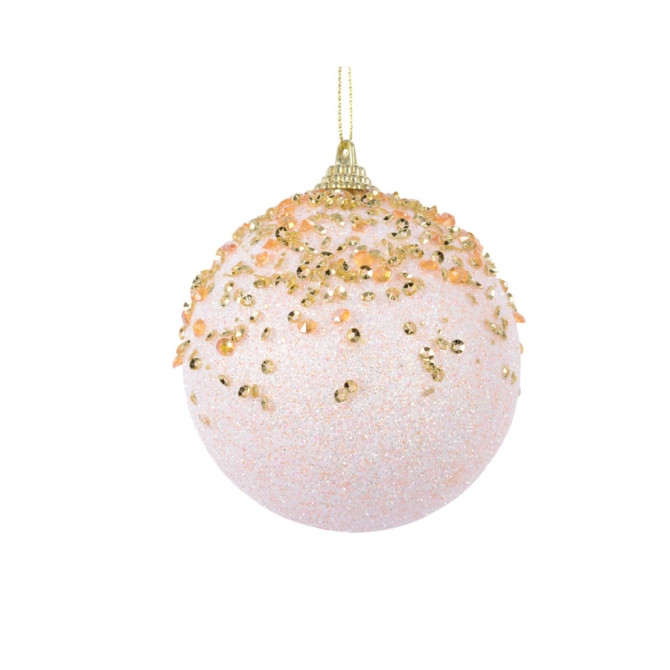 1 Boule Nol Rose Diamant et Strass Or (8 cm) - Mousse 