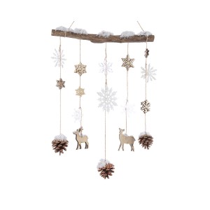 Maxi Deco Nature Renne et Pommes de Pin (75 cm) - Bois/Pastique