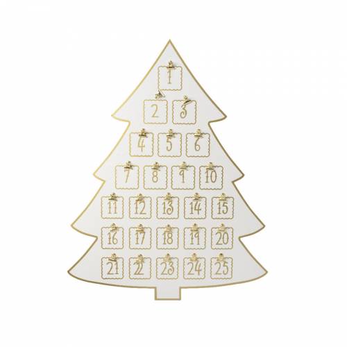Calendrier de l Avent Sapin Blanc/Or 
