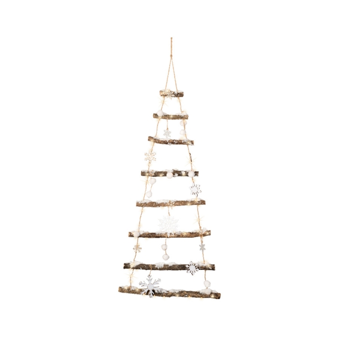 Sapin Mural Branches enneiges (100 cm) LED - Bois et Corde 