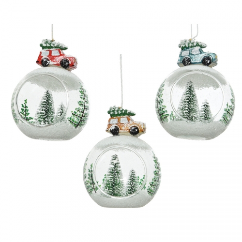 1 Boule Nol Ouverte Voiture (8 cm) - Verre 