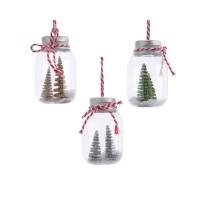 Suspension Mini Bocal Sapin enneig (7 cm) - Verre