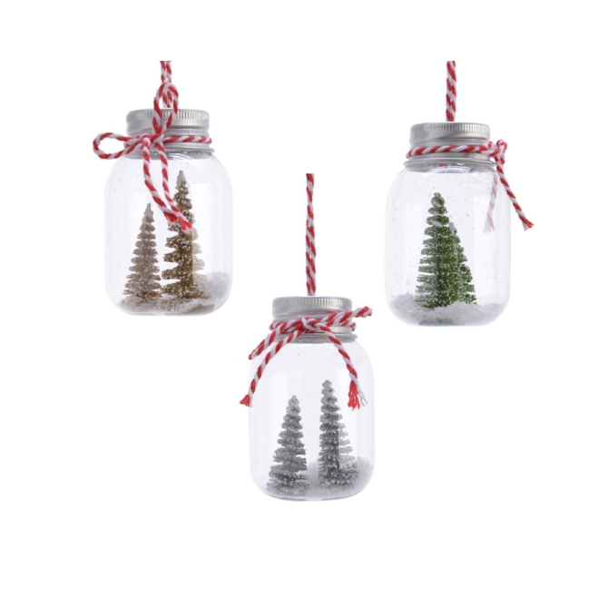 Suspension Mini Bocal Sapin enneig (7 cm) - Verre 