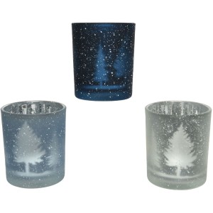 3 Photophores Verre Mat - Sapin/Neige