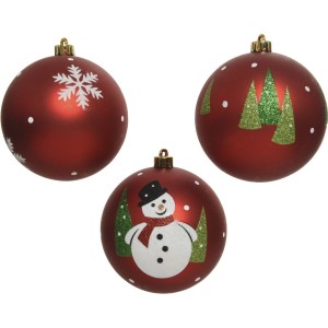 3 Boules Incassables Nol - Neige/Sapin/Bonhomme de Neige