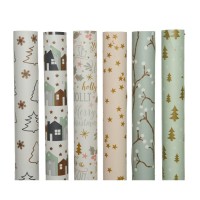 1 Rouleau Papier Cadeau Nol Nature - Sapins Or