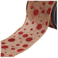 Ruban Jute - Rouge/Nacr  Pois Glitter N1
