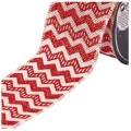 Ruban Jute - Rouge/Nacr Chevron Rouges N4