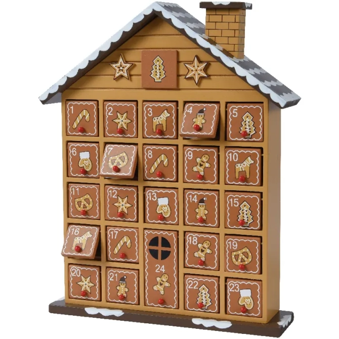 Calendrier de L Avent Style Maison Pain d Epice (27 cm) - Bois 