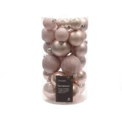 Mixte 20 Boules Incassable Rose Poudr - Paillette-mat-brillant. n3