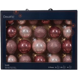 Mixte 21 Boules en Verre Rose - Paillette-brillant. n1