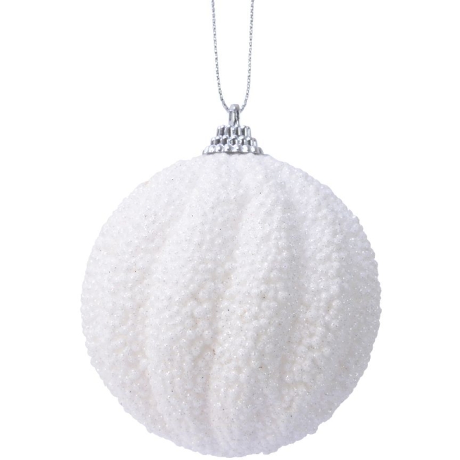 1 Boule en Mousse Pailletts Blanche Hiver 