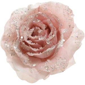 Rose sur Clip Paillettes - Rose Poudré