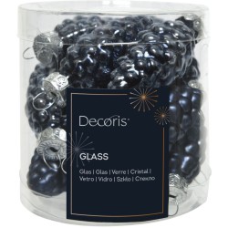 12 Pommes de Pin Bleu Nuit 6 cm – Verre Brillant / Mat. n°1