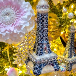 Suspension Tour Eiffel  Verre Paillettes. n3