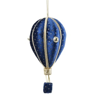 Suspension Montgolfire Velours  Bleu Nuit