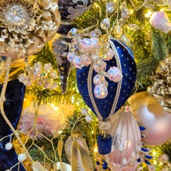 Suspension Montgolfi�re Velours � Bleu Nuit. n�1