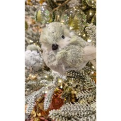 1 Clip  sapin Oiseau Vert Paillet. n1
