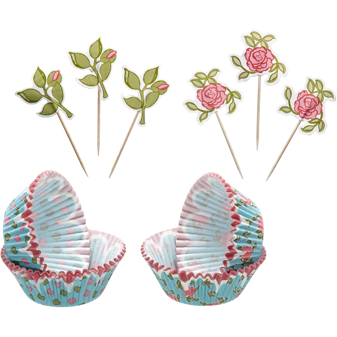 Kit 24 Caissettes et Dco  Cupcakes Garden Romance 