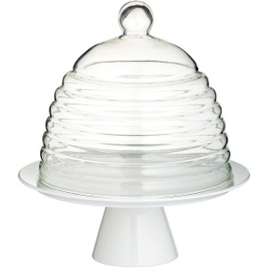 Plat  gteaux sous cloche (porcelaine et verre)